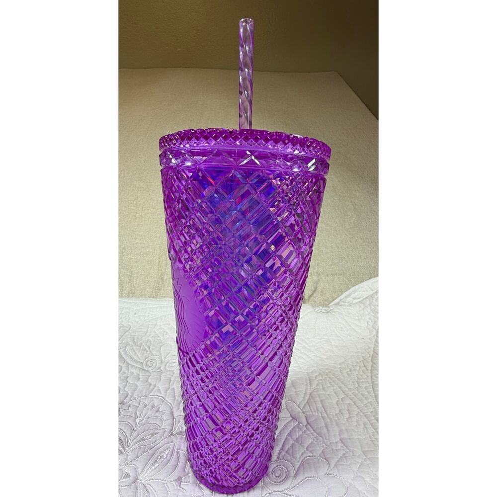 Starbucks Purple Jeweled Venti 24oz Tumbler Insulated Travel Cup Reusable Mug - Picture 5 of 8